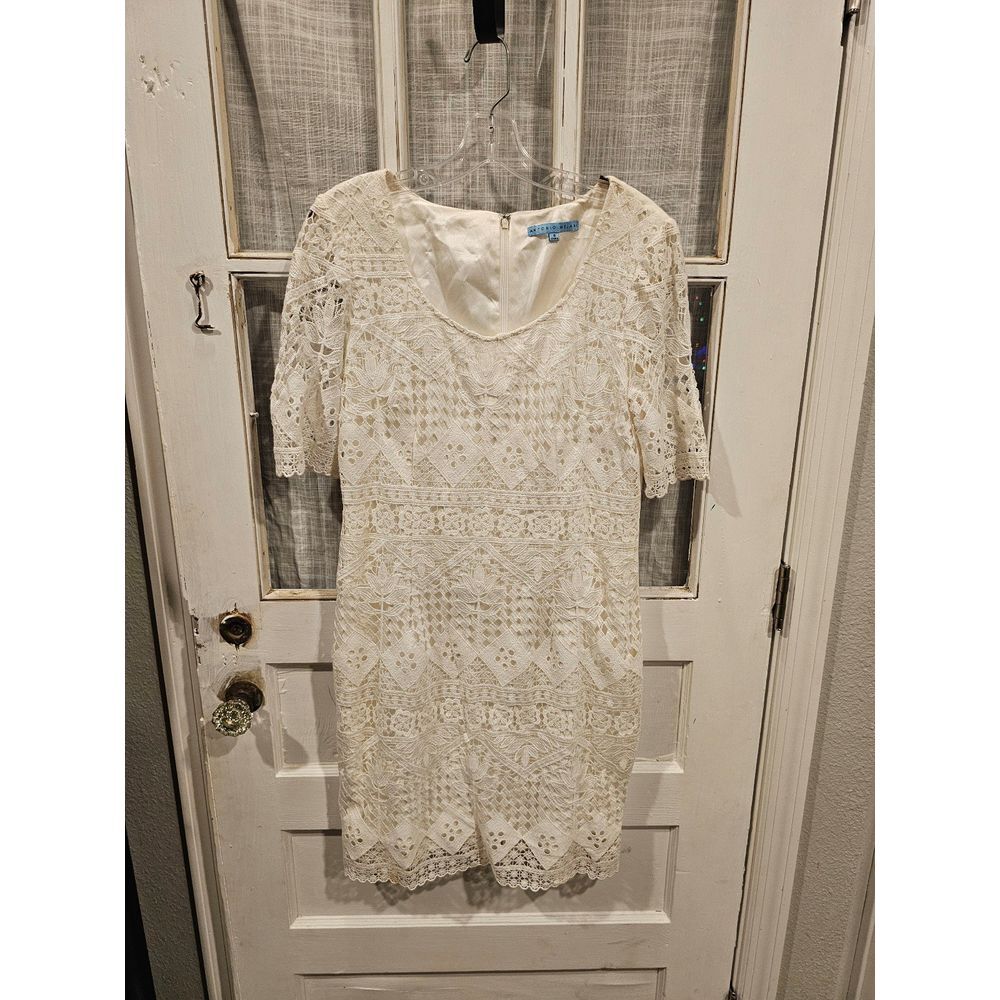 ANTONIO MELANI Cream Lace Mini Dress
